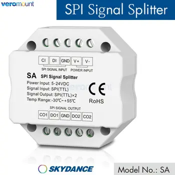 Skydance SA SPI TTL Dual Spôsobom Signál Splitter DC5V-24V DC12V Zosilňovač 2 výstup Pre LED Digital Pixel RGB/RGBW Pás Svetla