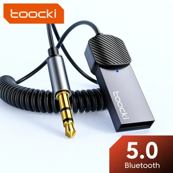 Toocki Bluetooth, AUX Adaptér 3,5 mm Jack Bezdrôtový Handfree do Auta Bluetooth 5.0 Audio Vysielač pre Auto Hudby Prijímač Reproduktor