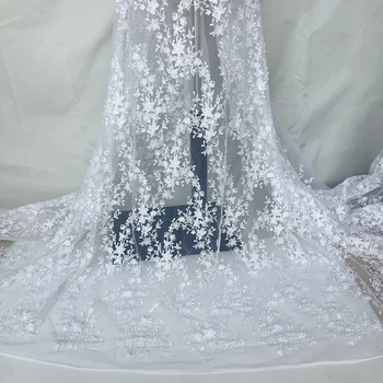 Čisto biely, troch-dimenzionální výšivky, čipky textílie oka cording hodvábne nite na výšivky, kvetinové svadobné šaty textílie