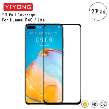 YIYONG 9D Plný Lepidlo krycie Sklo Pre Huawei P40 Lite E 5G P20 Pro Tvrdeného Skla Screen Protector Pre Huawei P30 P40 Lite Sklo
