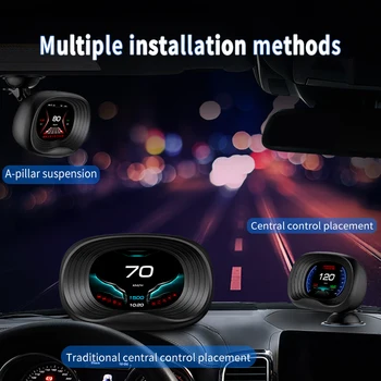 P20 Auto HUD OBD LCD Meter Detektor Rýchlosť, Napätie, Teplota Vody Poruchy Head Up Display Alarmer Multi-funkcie Navigácie