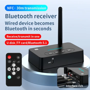 VAORLO NFC Bluetooth 5.1 Audio Adaptér Recevier Vysielač U-Disk TF Karty Pripojiť Diaľkové Ovládanie 500mAh veľkou Kapacitou