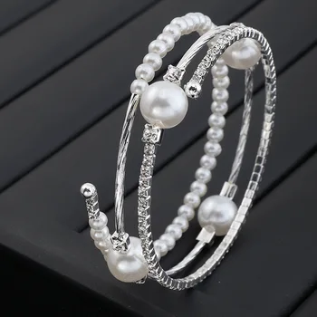 IN minimalistický 3-vrstvový pearl drahokamu náramok pre žien internet červené odrazové kríž rany náramok kórejská verzia náramok