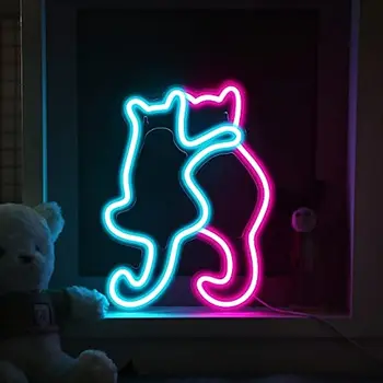Mačka Neónové Značky Svetlá Stenu Decor Zvierat USB Prevádzkované Dekoratívne LED, Neónové Svetlo, Prihláste sa pre Izba Stenu, Stôl pre Bar Vianočné Darčeky
