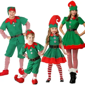Sviatok Vianočný Škriatok Cosplay Kostým Dieťa Rodič-dieťa Unisex Prom Party Roztomilý Nádherné Šaty Hore Nohavice Oblek