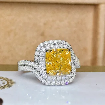 Zlaté Zirkón Princezná Námestie Luxusné Hot Predaj Nového Produktu Full Diamond Temperament Otvorenie Zásnubný Prsteň Žena Ornament