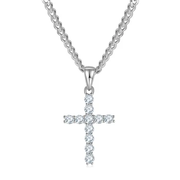 925 sterling silver dámy náhrdelník s príveskom, klasické moissanite 3.0 4.0 5.0 ct kríž náhrdelník s príveskom, jemné šperky