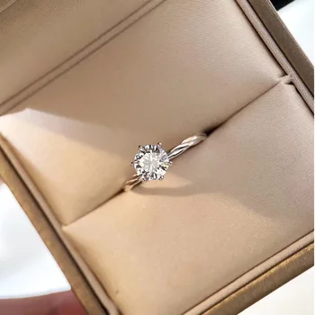S925 Mincový Striebro Krúžok Žien Šesť Pazúr Pazúr Diamantový Prsteň Svetla Luxusnom Štýle Malé Dizajn Vysoko kvalitné Strieborné Šperky, Veľkoobchod