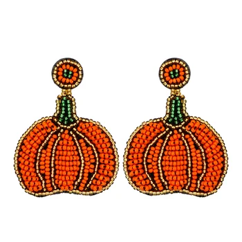 HALLOWEEN NÁUŠNICE pre Ženy, Dievčatá Halloween Themed BOO / Pumpkin Pie Perlové Náušnice pre Ženy Osiva Guľôčky Fall Kostýmy, Šperky