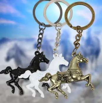 kôň keychain Dropshipping Vinobranie Ručne Antique Silver Farba 30x22mm Kôň Prívesok Keyring