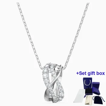 S Vysokou Kvalitou Originálny Náhrdelník Biela Strieborná Elegantné Krivky Náhrdelník Luxusné Módne Šperky Crystal Darčeky pre Ženy