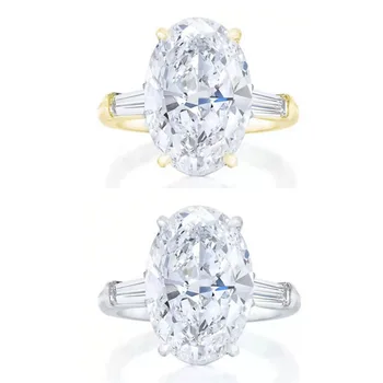 Elegantné Dámske Svadobné Biele Oslňujúci AAA CZ Drahokamu Oválne Crystal Krúžok pre Zapojenie Strana Šperky Veľkosť 6-10