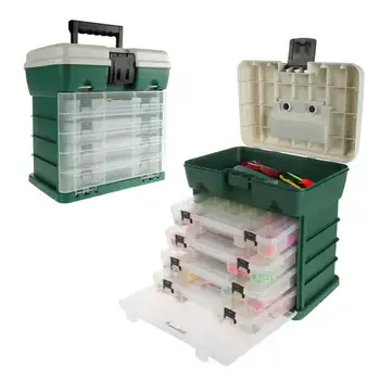 Plastové 4-Zásuvky Riešiť Box Organizátor pre Rybárske a Remesiel, Zelená