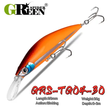 GREENSPIDER 90 mm 30 g Profesionálne Kvalitné Rybárske Nástrahy Pevného Návnadu Ponoriť 0-3m Kvality Wobblers Minnow Umelé Návnady Riešenie