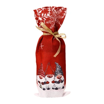 H7EA Vianočné Swedish Language Fľaša Červeného Vína Kryt Tašky Dekorácie Xmas Party Domov Dekor Tabuľka