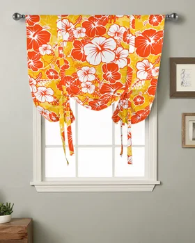 Havajská Tropický Kvet Textúra Kuchyňa Krátke Okno Záclonové Tyče Vrecku Záclony Domova Malé Okno Roman Zviazať Závesy