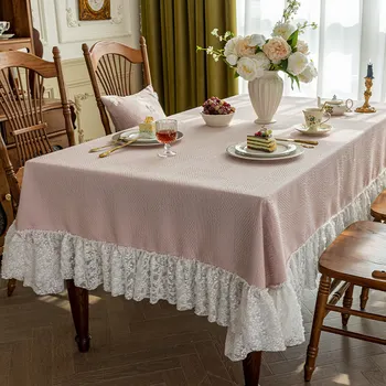 pevné textúrou dekoratívne obrusy s čipkou stôl, konferenčný stolík s obdĺžnikové námestie kryt narodeninovej party veľkoobchodný predaj