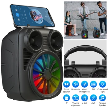 Vtin Módne Karaoke Mikrofón Reproduktor Bluetooth 5.0 Subwoofer Reproduktor s Farebnými Svetlami&TWS Funkciu Dlho-trvajúce Lka
