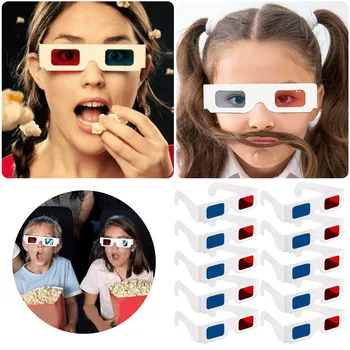 Papier 3D Stereoskopické Okuliare Červené A Modré 3D Papier Rám Stereoskopické Okuliare 3D Cinema Okuliare DIY Prípade Tabuľka Kryt
