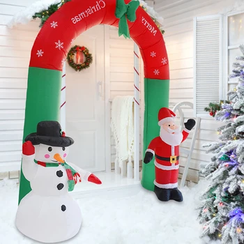 2.4 M Vianočné Nafukovací Oblúk Roztomilý Department Store Oblúkom s LED Svetlo s Santa Claus&Snehuliak na spoločenské Podujatia