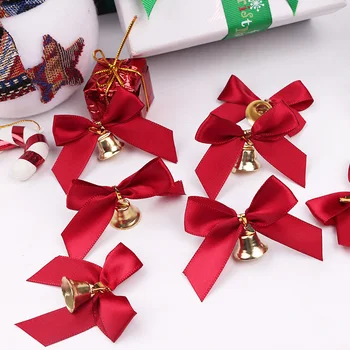 10 Ks Vianočné Lúk s Zvony Páse s nástrojmi Dovolenku Dekoratívne Strana navrhne Bowknot DIY Príslušenstvo Závesné Ozdoby pre Home Decor