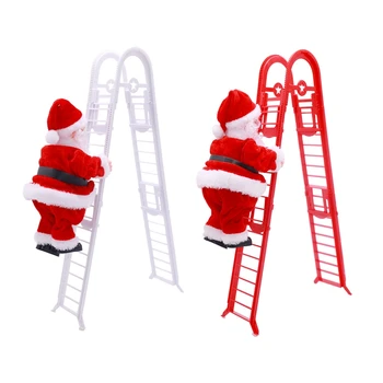 Elektrické Santa Claus Lezenie Rebríky Bábika S Hudbou Vianočný Strom Vianočný Strom Decor Vonkajšie Výzdobu