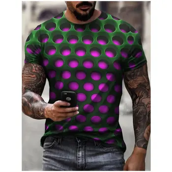 2023 Nové pánske Unisex Tričko Tričko 3D Tlač Grafické Optické Ilúzie Kolo Krku Bežné Krátky Rukáv Topy Streetwear Človeka T-shirt