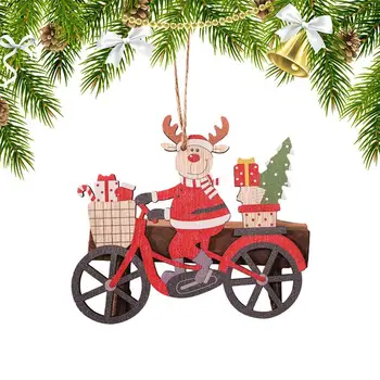 Vianočný Stromček Drevený Prívesok Vianočné Dekorácie Pre Domov Drevený Dom, Ozdoby Na Vianočné Stromčeky Santa Claus Bicykli