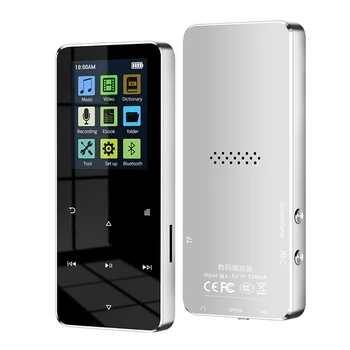Bluetooth, MP3, MP4 Prehrávač, 8G HiFi Prehrávač Hudby Podporuje Karta s FM Budík Krokomer E-Book Vstavaný Reproduktor-Strieborná