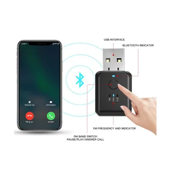 Auto Bluetooth 5.1 FM Prijímač Handsfree Hovor Mini USB Bluetooth do Auta Auto Wireless Car Audio Adaptér
