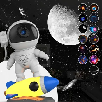 Rocket Astronaut Galaxy Star Projektor LED Nočné Svetlo Atmosféru Projektu Stolná Lampa Sky Projektor Deti Darček Spálne Dekorácie