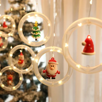 10pcs Vianočné LED Záves Svetlo Christma Santa Claus Elk Dekorácie Pre Domov Strom Vianočné Dekorácie Natale Darček Nový Rok USB