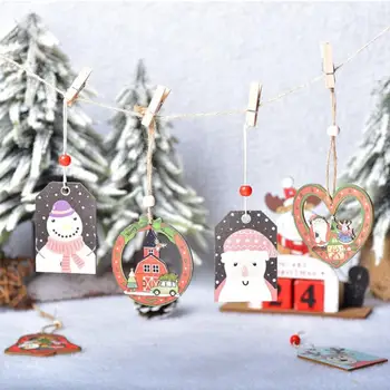 Vianočné Dekorácie Pre Domov Cartoon Drevené Navidad Vianočné Prívesky Maľované 2023 Ozdoby Na Vianočný Strom Tvorivé Kifs Darček