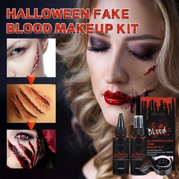 Halloween make-up Set Falošné Krvi 50ML Kvapkadla Sprej 30 ML Krvi Gél Zombie Cosplay Špeciálne Efekty make-up Tekuté Pasty Textúry
