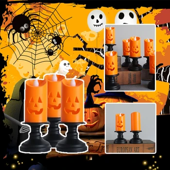 LED Sviečka Lampy, Ozdoby Rekvizity Halloween sviečkach Tekvica sviečkach Farebné Dekorácie Halloween Party Rekvizity