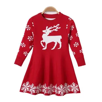 deti vianočný sveter Šaty sobov Oblečenie batoľa dievča vianočné šaty Dievčatá Snowflake Pletené Zimné Šaty pre Dievčatá 2-8y