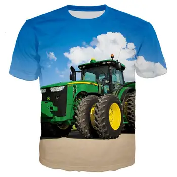 Kawaii 3D Tlač Auto, Traktor Deti T Tričko Letné Módy Cartoon Bežné T-shirt Chlapec Dievča Unisex detské Oblečenie Tričko Topy