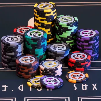 10PCS Hlinené Žetóny, Texas Hold ' em Baccarat Hliny Mince Obsahuje Železo List Profesionálne Kasíno European Poker Čipy