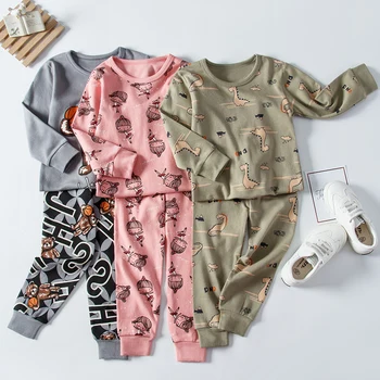 Jeseň detské Pyžamo Sady Dievčatá Sleepwear pre 2 3 4 5 6 7 8 10 12 14 Rokov Zime Dieťa, Batoľa, spodná Bielizeň, Plavky Oblečenie