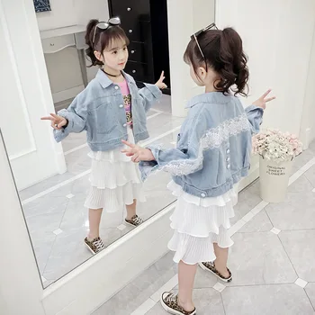 2023 kórejský Jar Jeseň Detí Dievča Krátke cardigan bunda hornej Základnej Dievča kabát Plavky Mikina dievča oblečenie