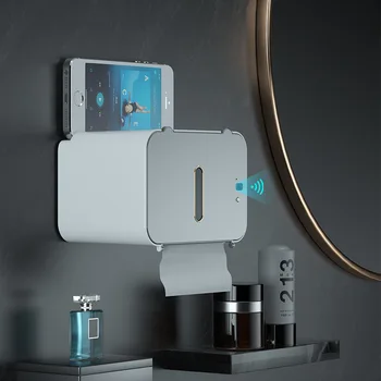 Indukčné Toaletného Papiera Držiak Na Stenu Automatické Tkaniva Box Bez Dierovanie Lenivý Smart Home Elektrické Toaletného Papiera Držiak