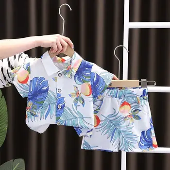 Baby Boy Šortky Sady Havajské Oblečenie, Detská Dieťa Tropickej Dovolenky Kvetinový Tričko Krátky Rukáv Top a Šortky Oblečenie Sady