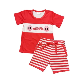 Detské Boutique Sady Bavlna Dieťa boys oblečenie sady red top módne + stripe nohavice obleky