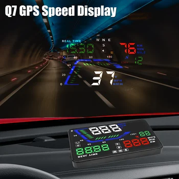 Q7 GPS HUD Auto Head Up Displej čelné Sklo Projektor Digitálne Hodiny Rýchlomer Tester 5.5 Palca Na Doske Počítača 12V Príslušenstvo