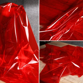 TPU Textílie Červená Transparentné Nepremokavý Plášť Tvorivé Taška Oblečenie Dizajnér Handričkou Oblečenie pre Diy Šijací Materiál