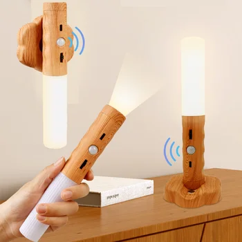 Drevo LED Nočné Svetlo Bezdrôtový Typ-c, USB LED Nástenné Svietidlo Kuchynské Skrinky Svetlo Skriňa Svetlo Home Table Presunúť Lampy, Nočné Osvetlenie