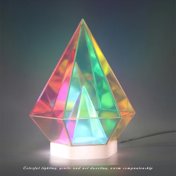 RGB Pyramída 3D Cube Spálňa Decor Atmosféru Led Nočné Svetlo Akryl Posteli Ploche Dekoratívne Stolná Lampa pre Deti, Dospelých Dary