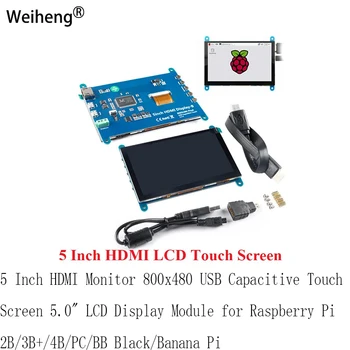 5 Palcový HDMI Monitor 800x480 USB Kapacitný Dotykový Displej 5.0 LCD Displeja Modul pre Raspberry Pi 2B3B+4BPCBB BlackBanana Pi