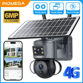 INQMEGA 6MP 4G SIM Fotoaparát s Solárny Panel Bezpečnostné Kamery Dual Prepojenie Solárne Batérie sledovania Videa CCTV PIR Ľudských