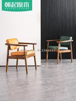Nordic jednoduché masívneho dreva kreslo štúdia office home prezidentské kreslo mikrovlákna kožené luxusné rekreačné operadlo, jedálenské stoličky